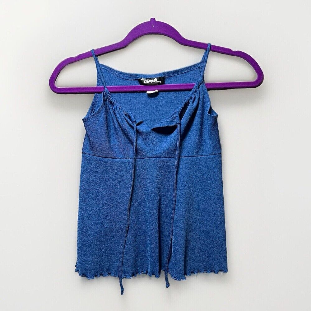 Vintage Y2K‎ Papaya Babydoll Top Cami Spaghetti Straps Blue Medium